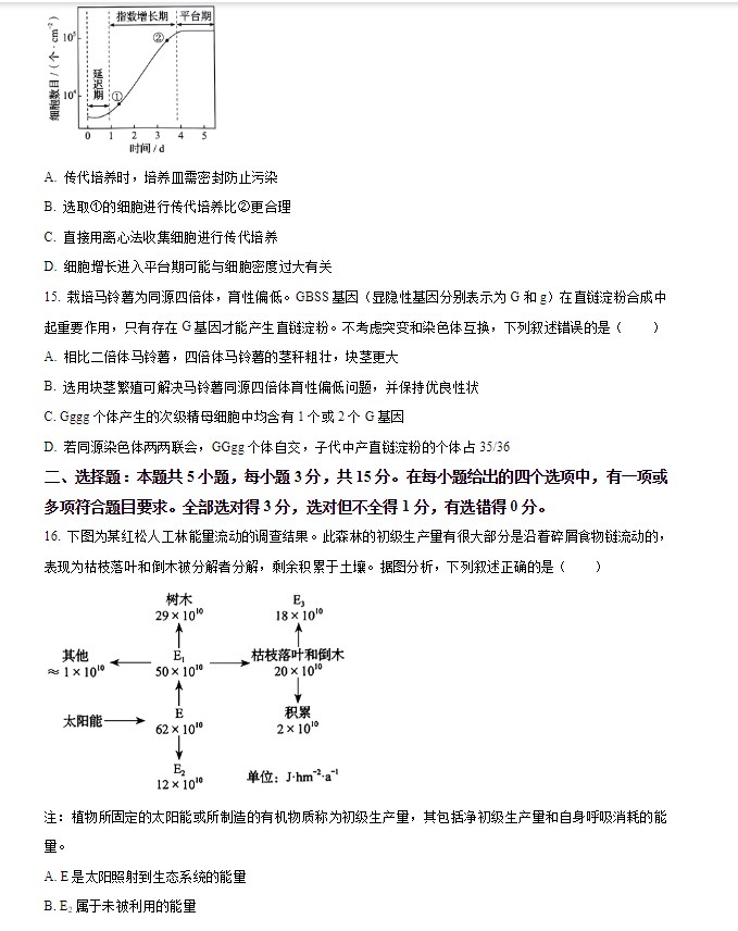 2024吉林省高考生物真题及答案